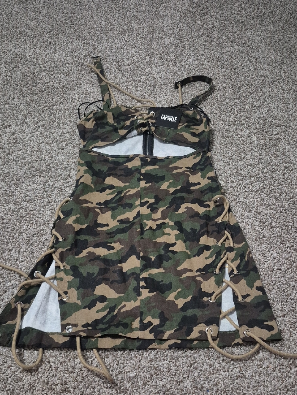 CAPSULE Camo Lace-Up Mini Dress